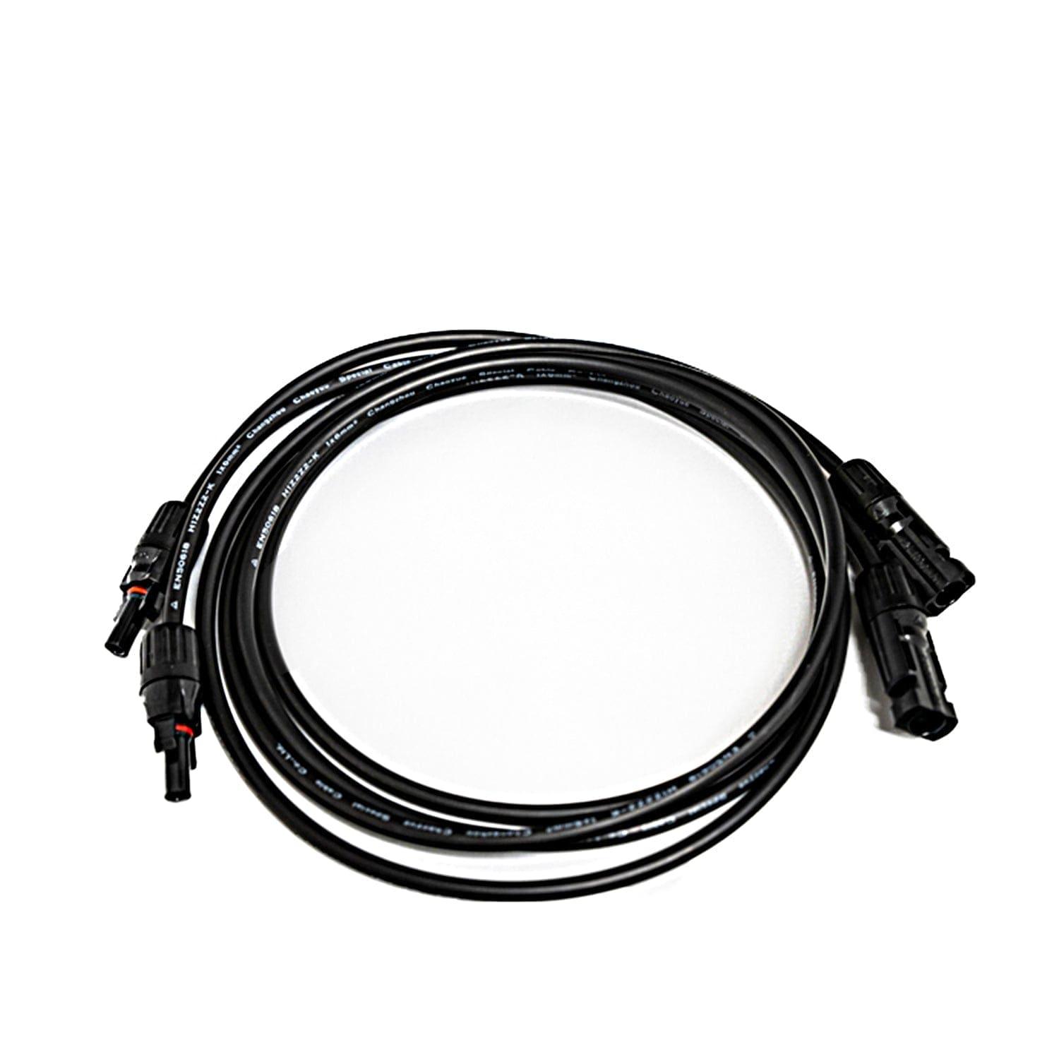A coiled black heavy-duty Nature's Generator extension cord with connectors on both ends is placed on a white background.