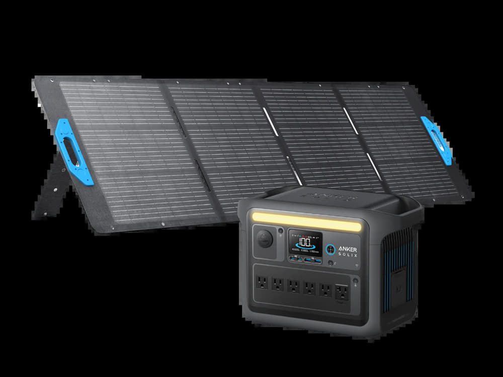 The Anker SOLIX C1000X portable power station integrates effortlessly with a solar panel and stand, providing an ideal solution for off-grid living. With various outlets and a digital display to monitor battery status, it guarantees you remain powered wherever your adventures take you.