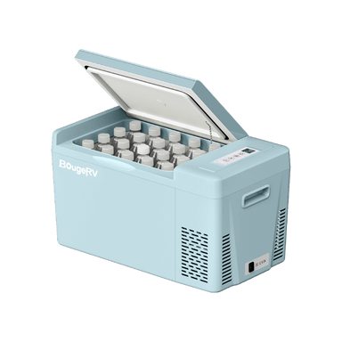 BougeRV 23 Quart Mint Green Mini Fridge Open