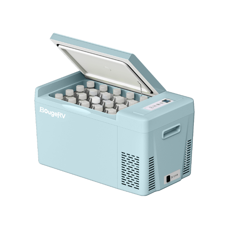 BougeRV 23 Quart Mint Green Mini Fridge Open