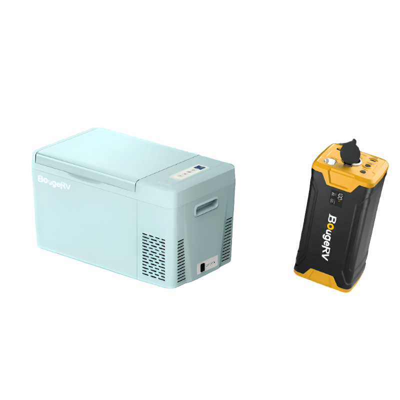 BougeRV 23 Quart Mint Green Mini Fridge with External Battery
