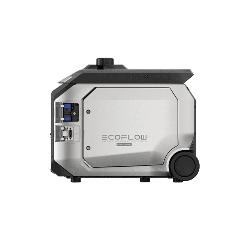 EcoFlow Dual Fuel Smart Generator 4000 side view showing advanced technology and dual fuel options for reliable portable power.