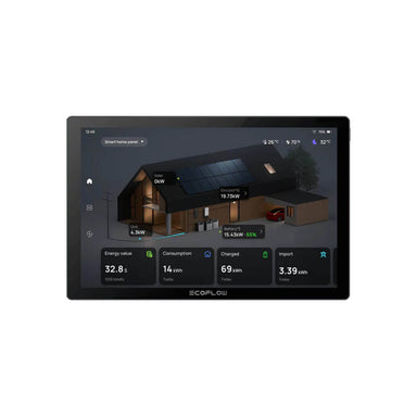EcoFlow PowerInsight Home Energy Manager with 10-inch touchscreen displaying real-time home energy data