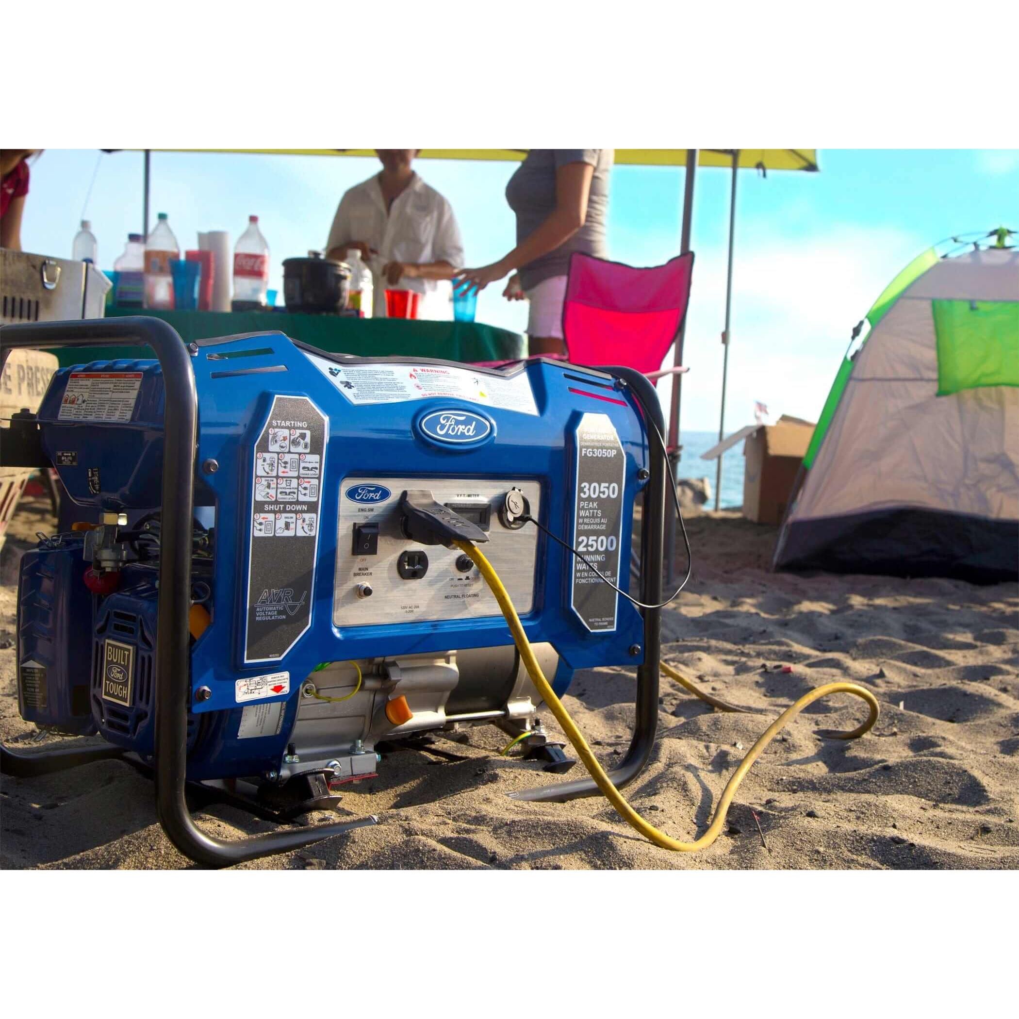 Ford Gas Generator Ford FG3050P 3050 Peak Watts/ 2500 Running Watts, 4-Stroke, 180cc OHV Portable Gas Powered Generator
