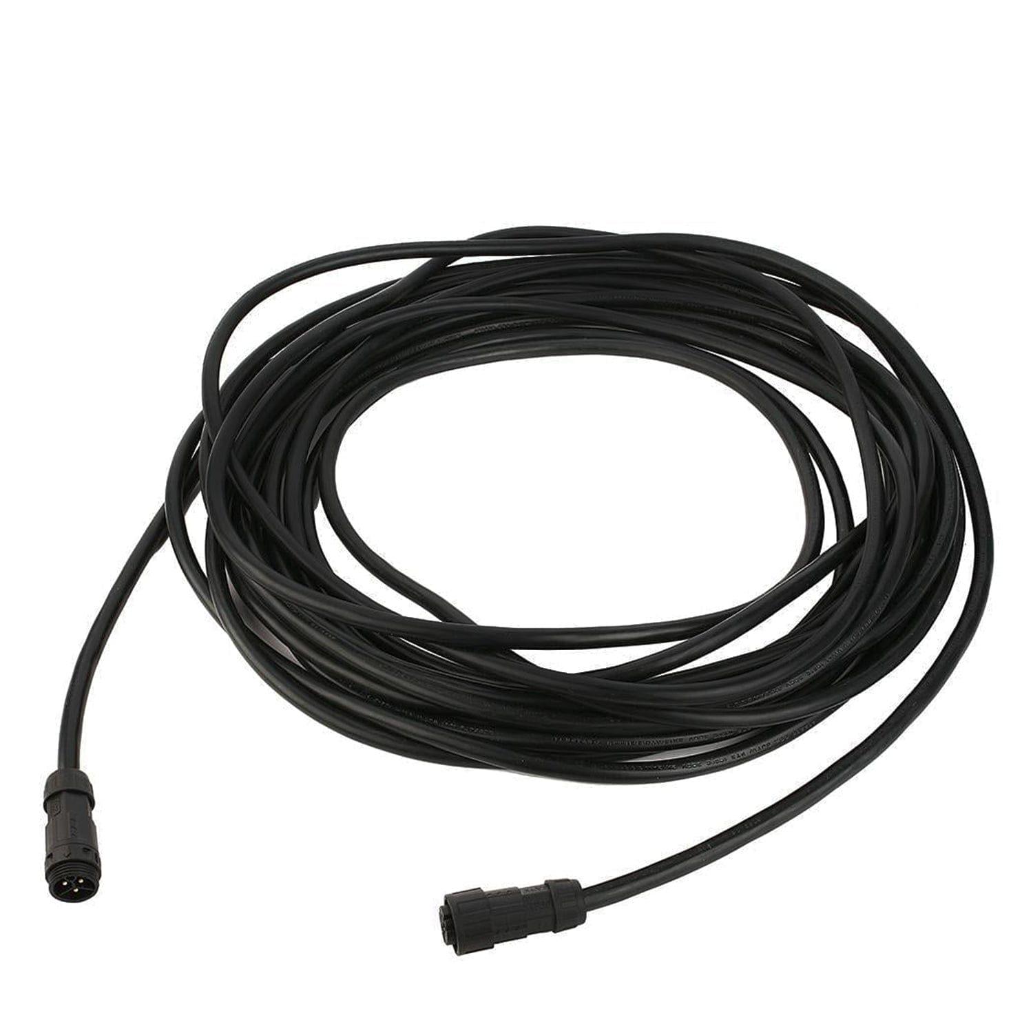 A long black Nature's Generator electrical cable, featuring connectors on both ends, is coiled in a loose loop against a white background.