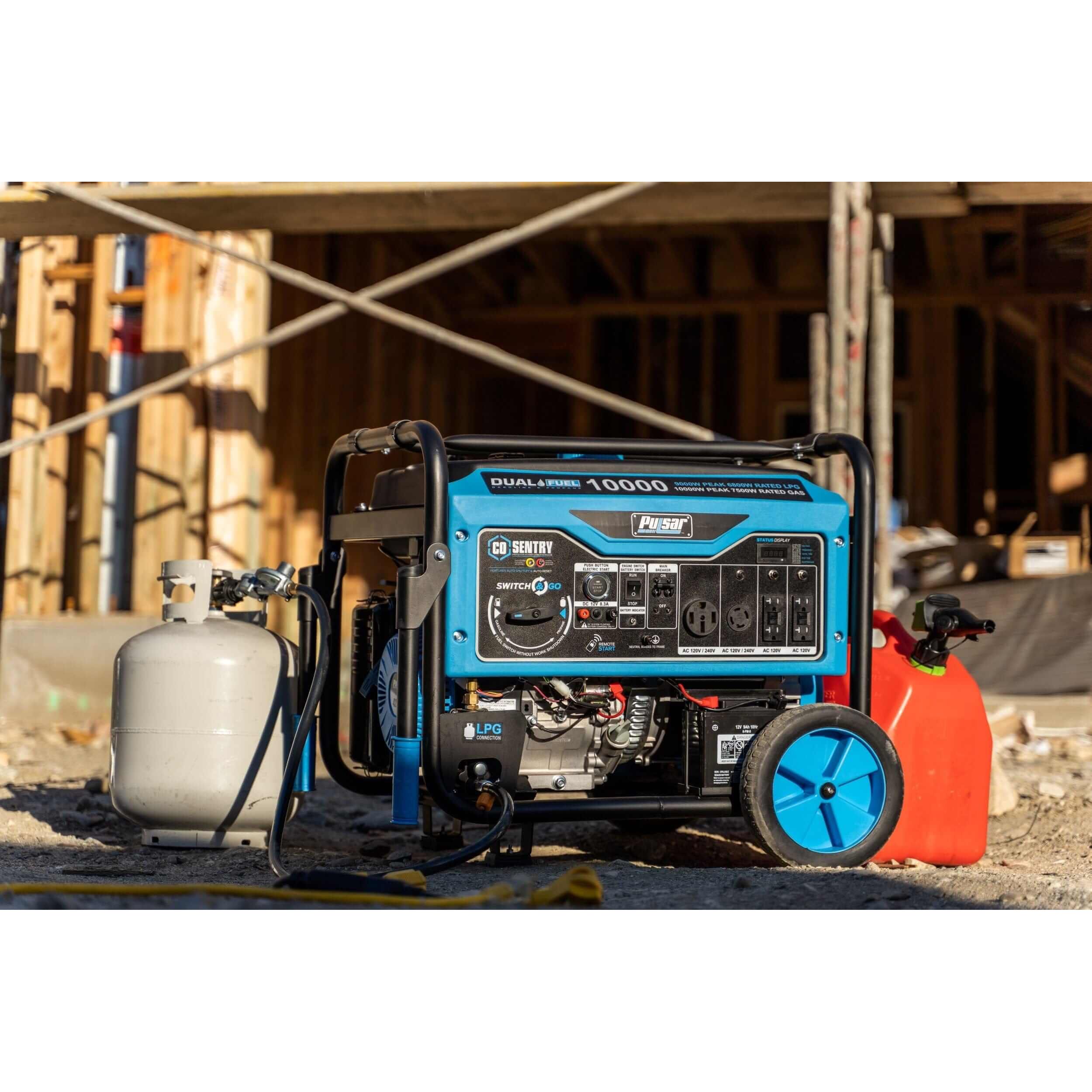 Pulsar Dual-Fuel Generator Pulsar PG10000BRCO 10,000 Watt Dual Fuel Generator with Recoil, Remote, Push Button Start & CO Alert