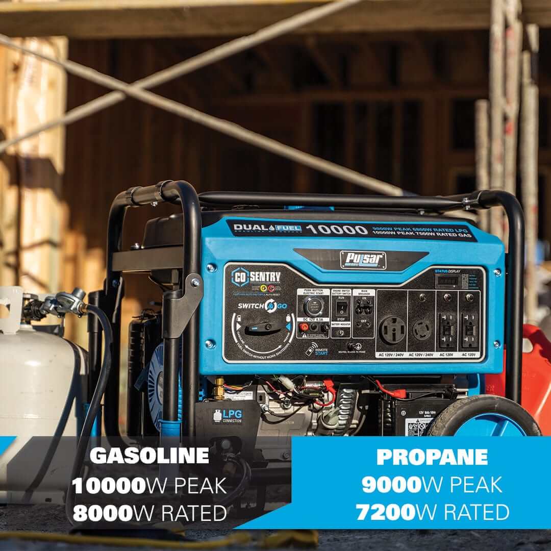 Pulsar Dual-Fuel Generator Pulsar PG10000BRCO 10,000 Watt Dual Fuel Generator with Recoil, Remote, Push Button Start & CO Alert