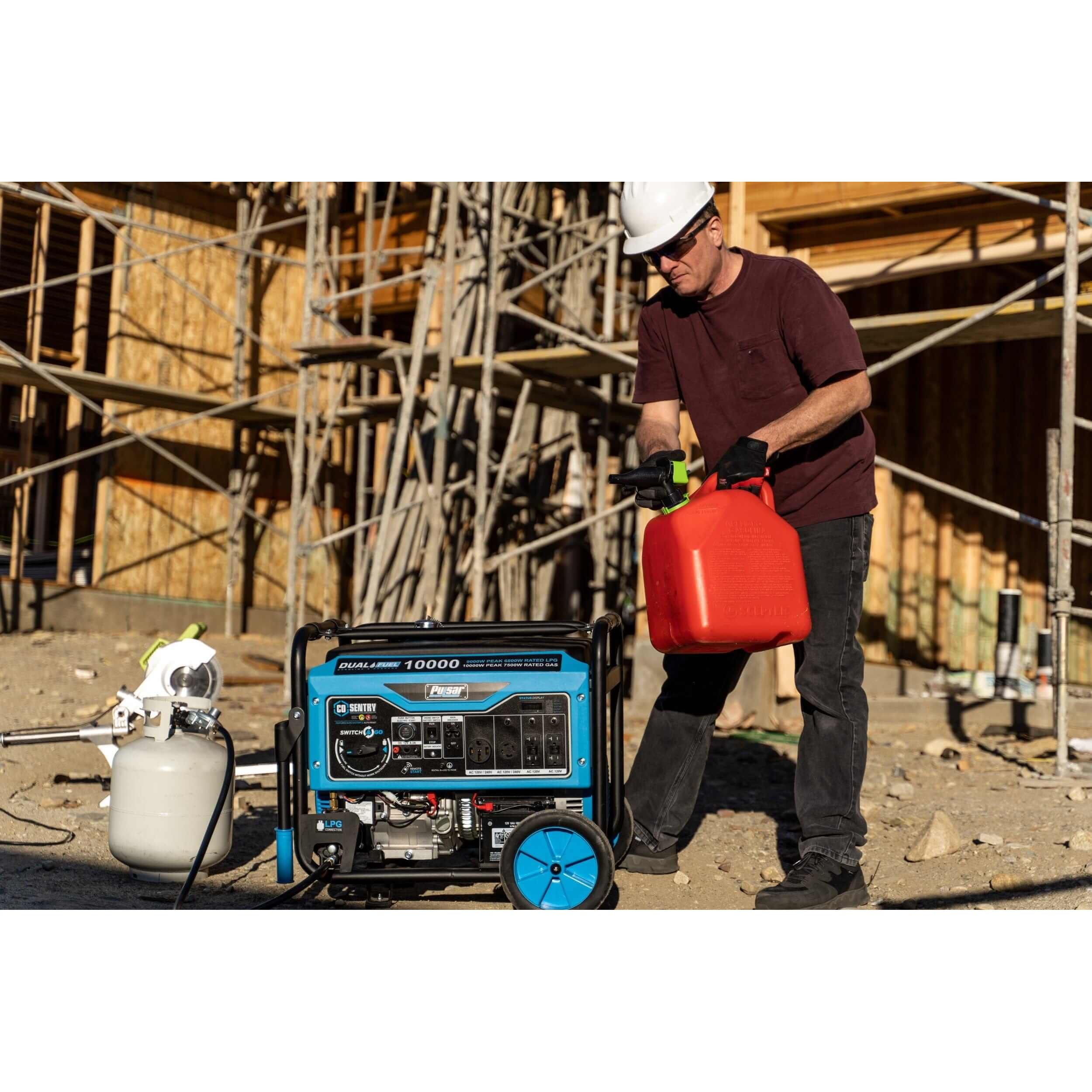 Pulsar Dual-Fuel Generator Pulsar PG10000BRCO 10,000 Watt Dual Fuel Generator with Recoil, Remote, Push Button Start & CO Alert