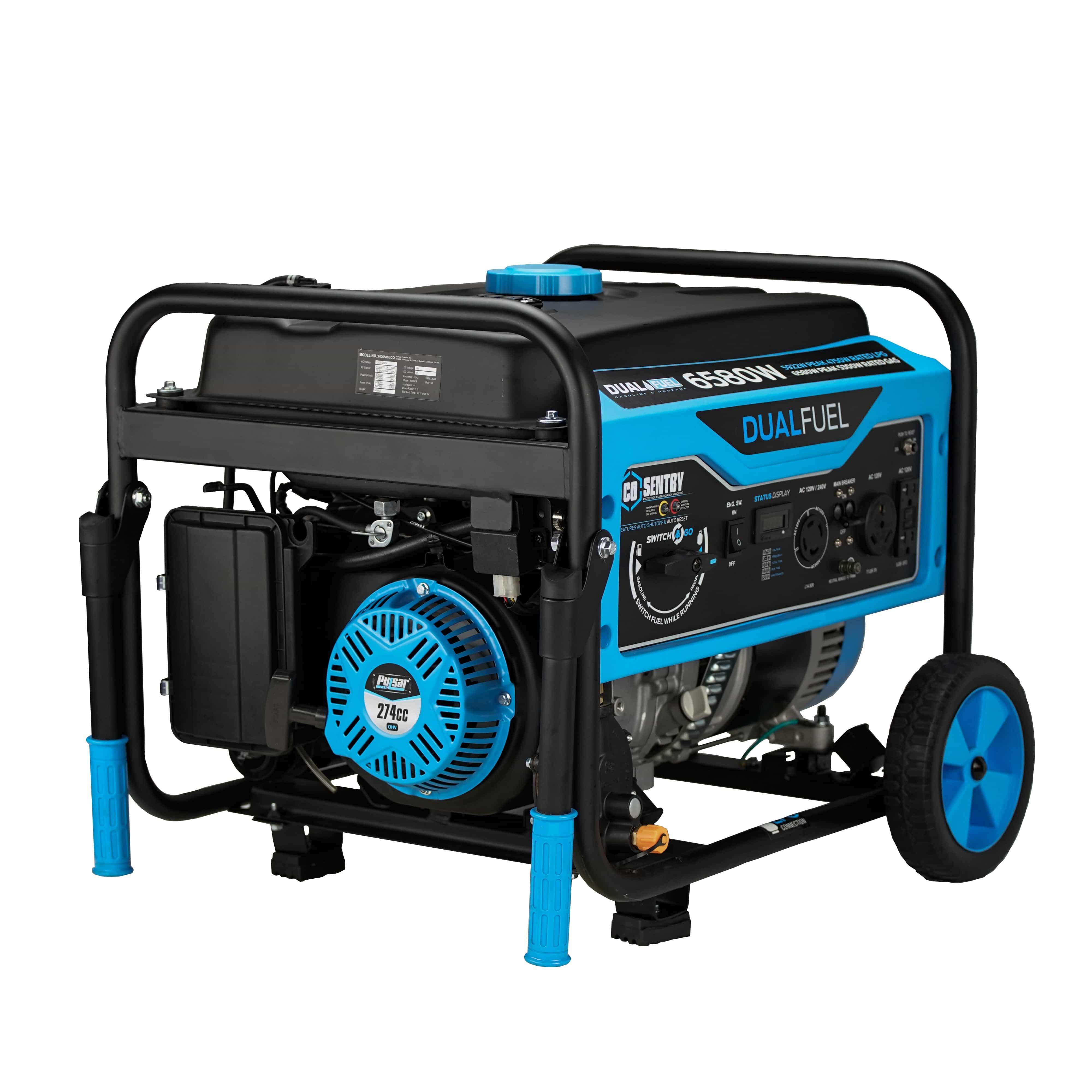 Pulsar Dual-Fuel Generator Pulsar PG6580BCO 6,580-Watt Dual-Fuel Portable Generator – CARB Complaint