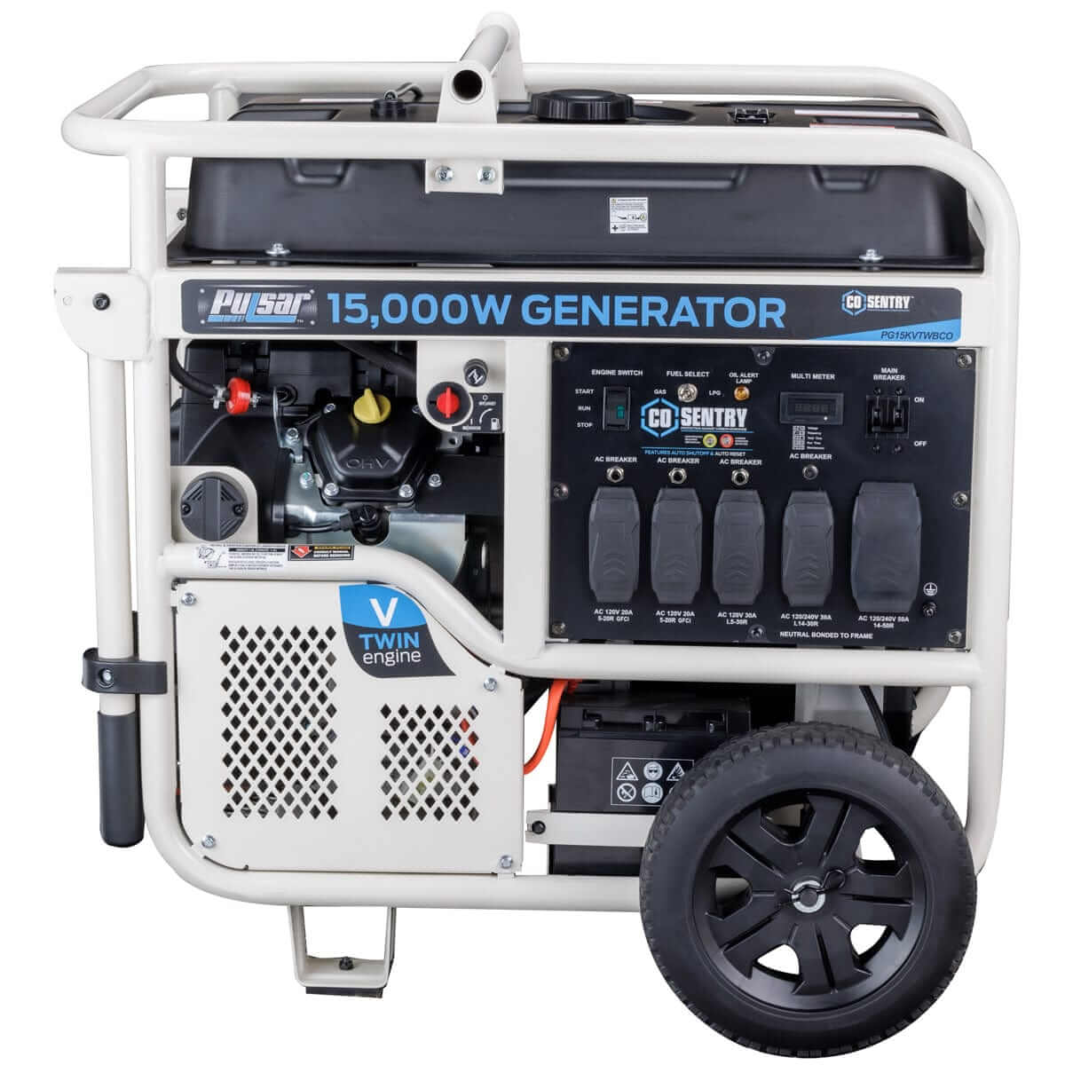 Pulsar generators Pulsar PG15KVTWBCO 15,000-Watt Dual-Fuel Portable Generator with Electric Start – CARB Compliant