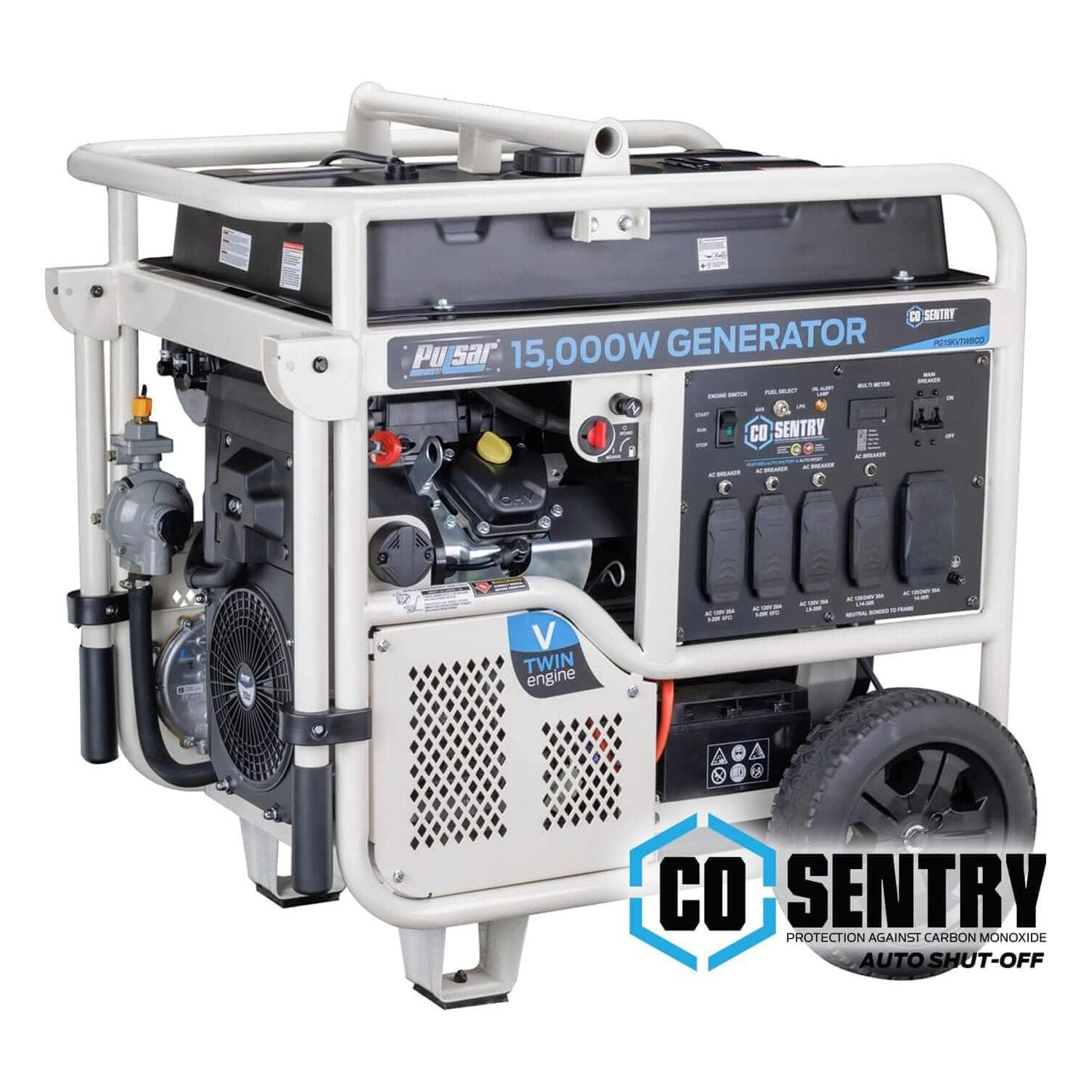 Pulsar generators Pulsar PG15KVTWBCO 15,000-Watt Dual-Fuel Portable Generator with Electric Start – CARB Compliant
