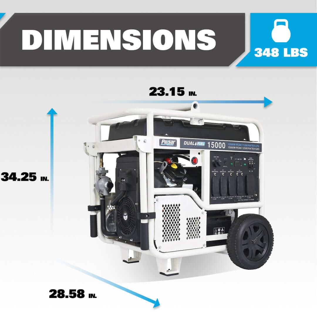 Pulsar generators Pulsar PG15KVTWBCO 15,000-Watt Dual-Fuel Portable Generator with Electric Start – CARB Compliant