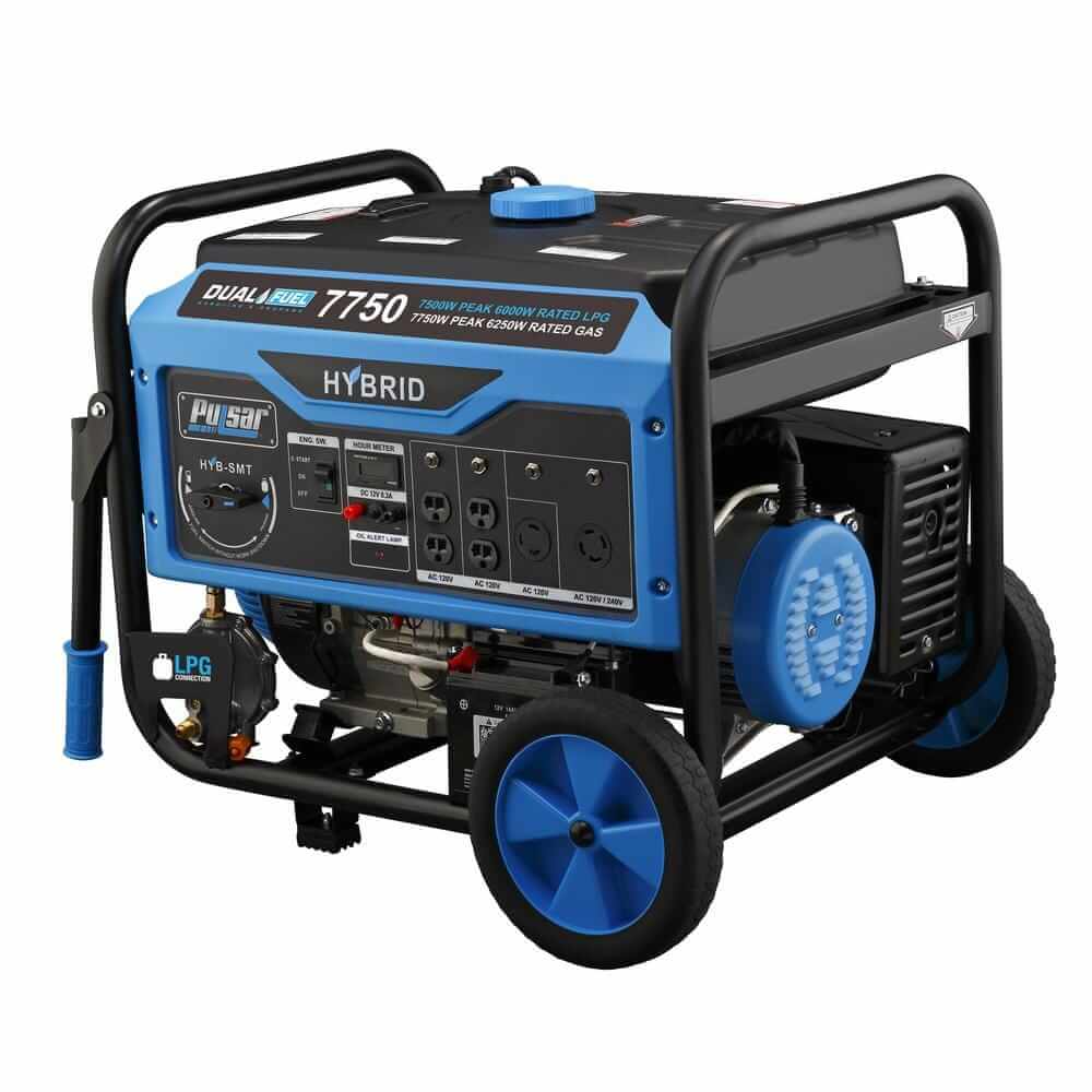 Pulsar generators Pulsar PG7750B 7750W PEAK 6250W RATED GAS/7500W PEAK 6000W RATED LPG, Dual Fuel Portable Generator with Switch & Go Capability