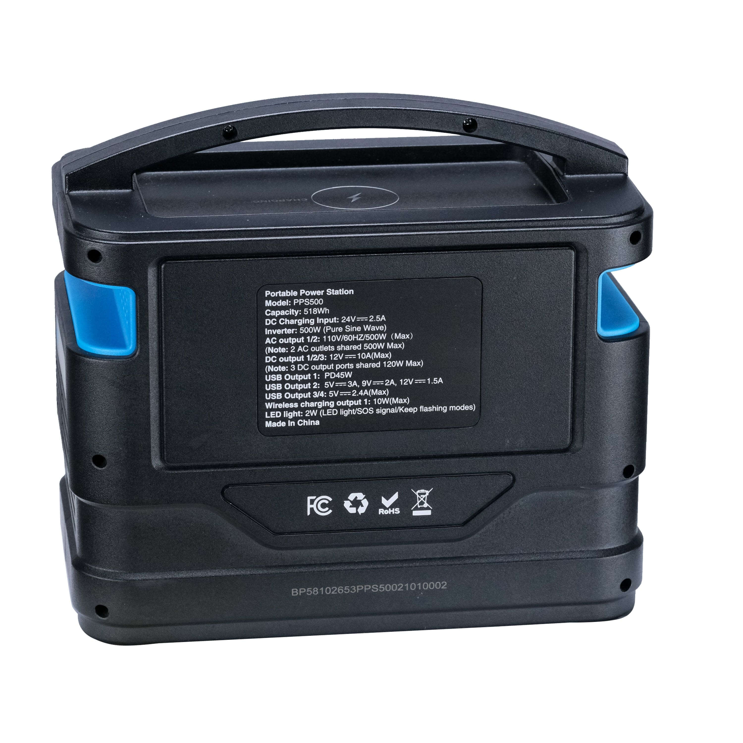 Pulsar power station Pulsar PPS500 500 Watt Lithium-Ion Portable Power Station with LCD Display and Wireless Charging Pad