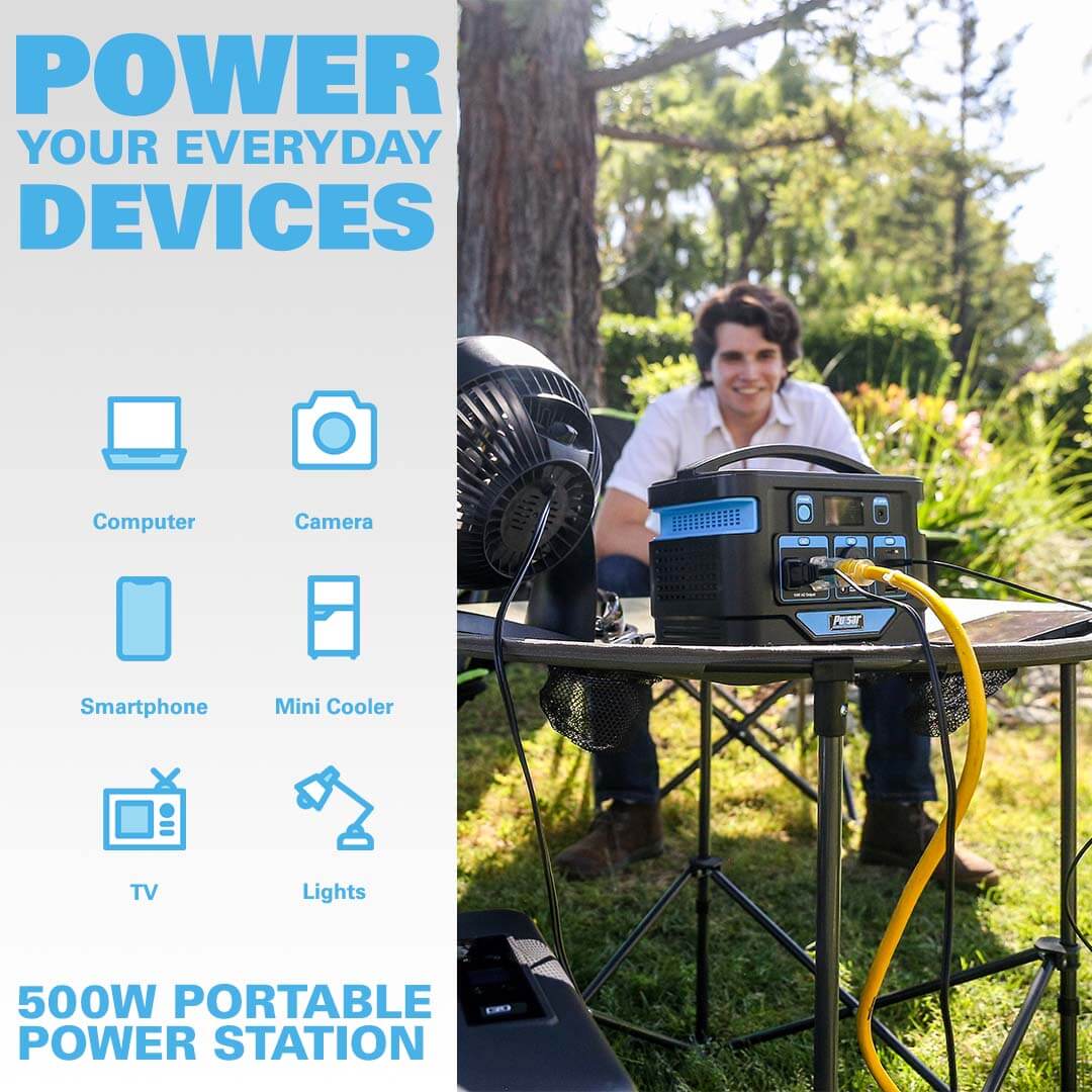 Pulsar power station Pulsar PPS500 500 Watt Lithium-Ion Portable Power Station with LCD Display and Wireless Charging Pad