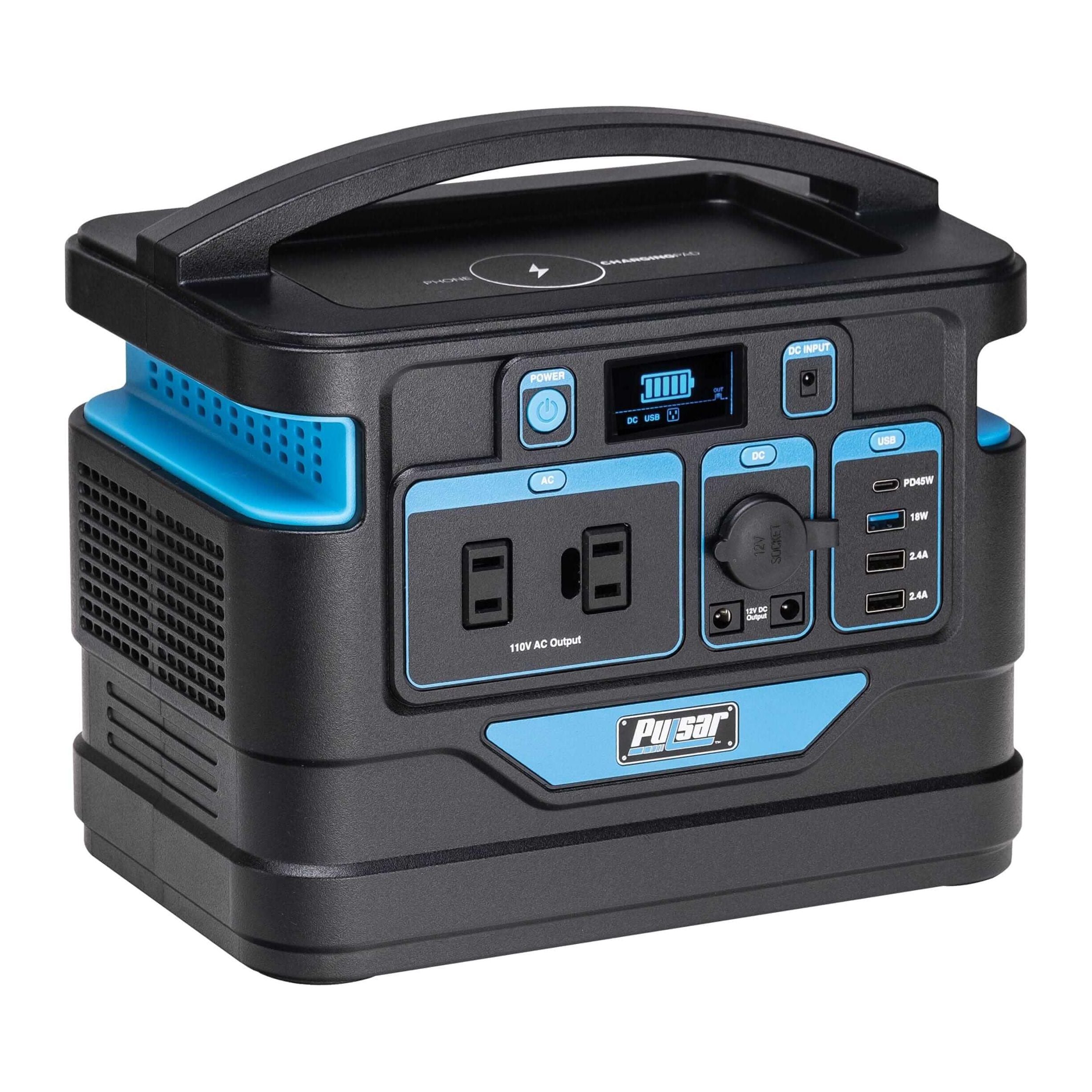 Pulsar power station Pulsar PPS500 500 Watt Lithium-Ion Portable Power Station with LCD Display and Wireless Charging Pad