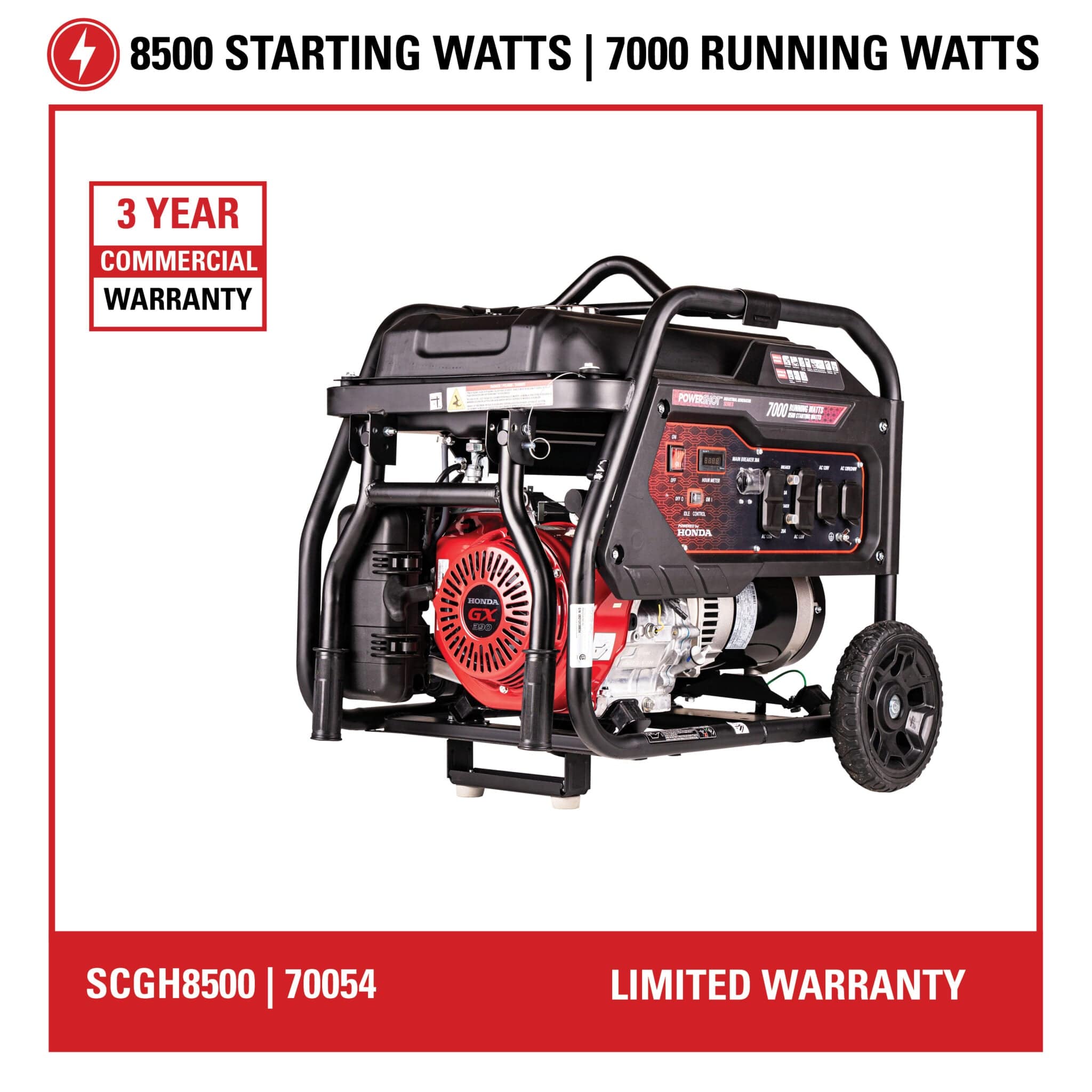 Simpson Gas Generator Simpson Industrial 8500W Generator SCGH8500 3 Year Limited Warranty