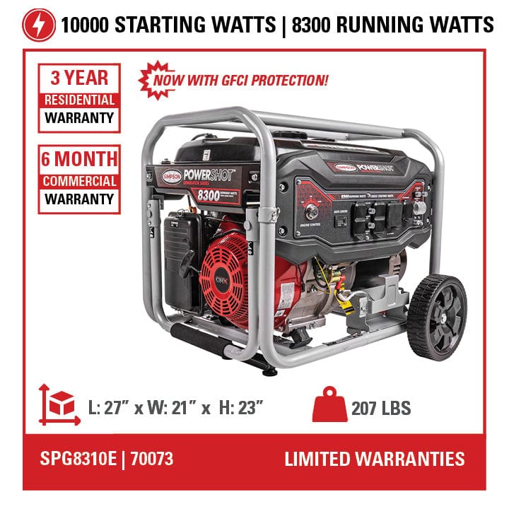 Simpson Gas Generator Simpson PowerShot 8300W Portable Generator SPG8310E