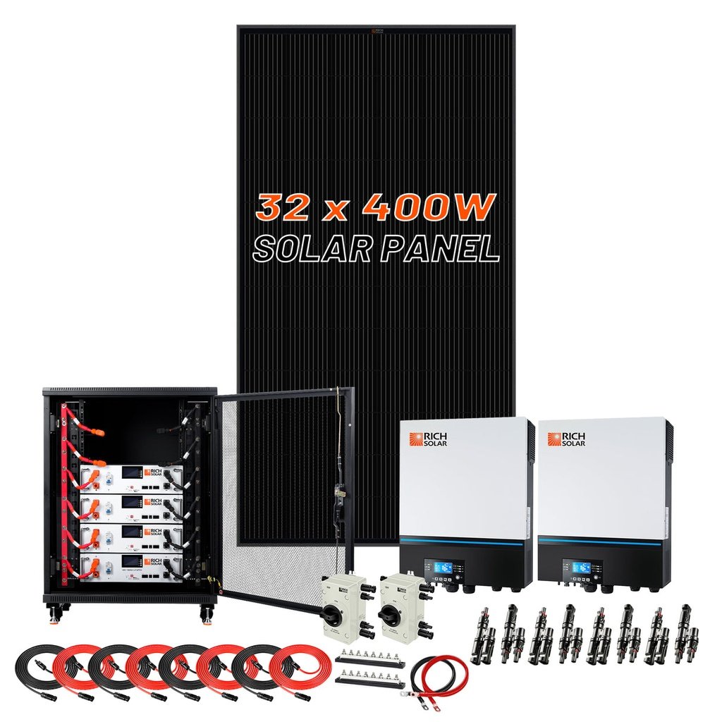 Rich Solar Complete Off-Grid Solar Kit | 13,000W 120/240V Output | 48VDC-Solar Kits-RICH SOLAR-30 x 410 Watt - 12.3KW Total-