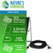 The Nature's Generator Power Panel kit features a 100W monocrystalline solar panel with 3.2mm safety glass, stand for summer/winter positions, 50ft UL cable, and coiled cable in front—perfect for efficient solar power collection.