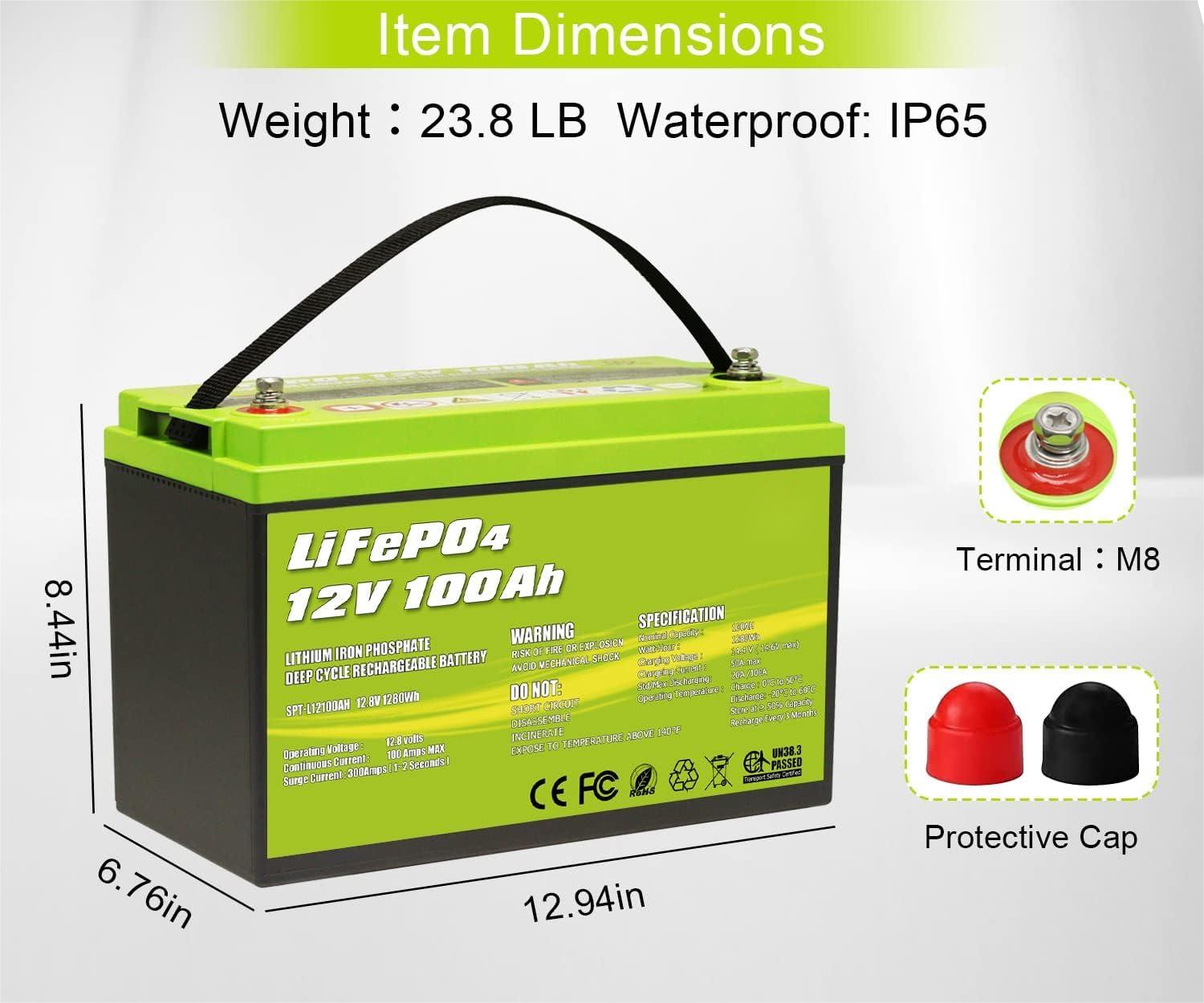 12V 100Ah LiFePO4 Deep Cycle Lithium Battery