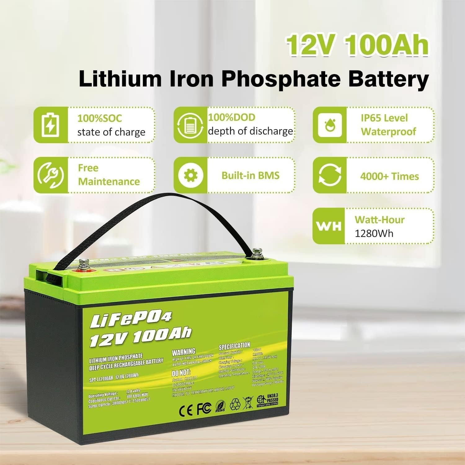 12V 100Ah LiFePO4 Deep Cycle Lithium Battery