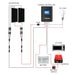 Diagram of an ACOPOWER off-grid solar power system. It includes ACOPOWER solar panels connected to a charge controller, which links to a DC load, a fuse, and an ACOPOWER deep cycle battery. The battery connects to an inverter, powering an AC load. An ACOPOWER battery switch is also shown in the setup.