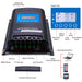 The ACOPOWER Y Series MPPT solar charge controller is perfect for off-grid power solutions. It includes a display showing power metrics, ports for connecting solar panels and deep cycle batteries, a communication port for PC integration, and a connection compatible with an MT50 device. Additionally, it is waterproof with an IP33 rating.