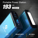 Two blue ACOPOWER high-capacity power banks are shown. One displays a battery screen and USB ports. 193Wh, 52,000mAh—ideal as a portable freezer battery or Tesla backup—with car, solar MPPT, and AC charging options.