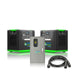 Two Nature's Generator black and green portable power stations with LiFePO4 batteries, a gray electrical panel, and a black power cable are displayed on a white background.