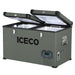 A green dual-compartment portable fridge freezer from ICECO Wholesale, equipped with a Secop compressor, is shown with both lids open. The digital display on the front provides precise control for its dual-zone cooling system, making it an ideal companion for your adventures.