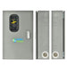 A gray electrical panel labeled "Nature's Generator" features a handle, small display on the door, circular knockouts, power outlets, and load management options, shown from front and side views. Brand Name: Nature's Generator.