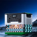 The Nature's Generator portable solar generator, featuring multiple outlets, ports, and a display screen, stands on a futuristic landscape. Its transparent base reveals advanced LiFePO4 battery cells and internal components for dependable power anywhere.