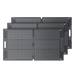 Three rectangular, dark-colored solar panels with grid patterns are stacked slightly offset against a plain white background. Each portable solar panel features efficient monocrystalline solar cells and has a handle cutout on the right side, making them ideal for off-grid power solutions.