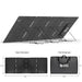 The Nature's Generator foldable solar panel is ideal for home use, featuring four support stands and folding into a handled carrying case. Open size: 97" x 24". Folded: 38.6" x 24". Branding reads "Nature's Generator.