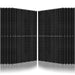 Eight black Nature's Generator monocrystalline solar panels with Mono PERC Technology are arranged in two groups facing each other, separated by a narrow gap, and displayed on a white reflective surface.