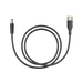 A black Bluetti cable with a USB-A connector on one end and a cylindrical DC power connector on the other, arranged in a loose coil on a white background.