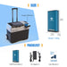 Image shows dimensions, weight, and packlist for the ACOPOWER high-capacity power bank—ideal as a portable freezer battery for Tesla Model 3/Y/X. Includes adapter and user manual with images.