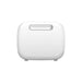 A white rectangular Bluetti device made of plastic with rounded edges, shown from the back. It features a recessed handle at the top and four small feet at the bottom. The smooth, unmarked surface includes a central indented panel.