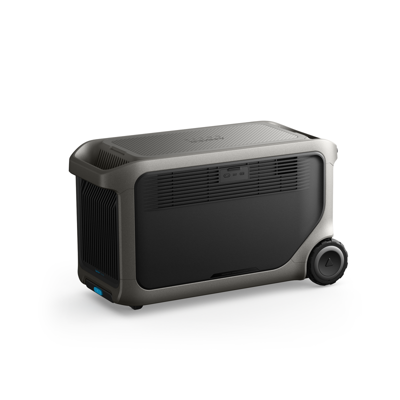 The Anker Solix F3000 is a portable, rectangular solar generator featuring a dark front panel, ventilation grilles, two wheels for easy transport, and a sleek metallic finish—perfect for reliable power backup anywhere.