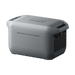 A gray Anker portable power station with a rectangular shape, rounded edges, textured base, and visible ports and controls on one side is shown against a plain white background.