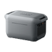 A gray Anker portable power station with a rectangular shape, rounded edges, textured base, and visible ports and controls on one side is shown against a plain white background.