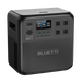 A compact Bluetti portable power station featuring four AC outlets, an LCD screen for real-time power information, and multiple input/output ports on the front panel. The unit is finished in black with a subtle textured surface and prominent Bluetti branding.