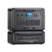 A Bluetti AC500 portable power station stacked on top of a Bluetti B300S battery module, both by Bluetti and finished in dark gray, feature screens, buttons, and clearly labeled ports. These devices are designed for reliable portable power supply and energy storage.