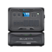 Front view of the Bluetti AC500 power station stacked on a B300K battery module. The AC500 showcases ports, switches, and a display screen, while the B300K highlights Bluetti branding and its “2764.8Wh” energy capacity. Both units feature a sleek black, modern design.