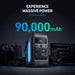 An Anker portable power station with a digital display and multiple ports is displayed next to electronic devices. Above, text reads: "Experience Massive Power, 300W Total Output, 90,000mAh.