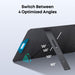 Anker tablet stand shown in side view with an adjustable kickstand. Text above reads "Switch Between 4 Optimized Angles," and labeled options include 30°, 40°, 50°, and 80°.