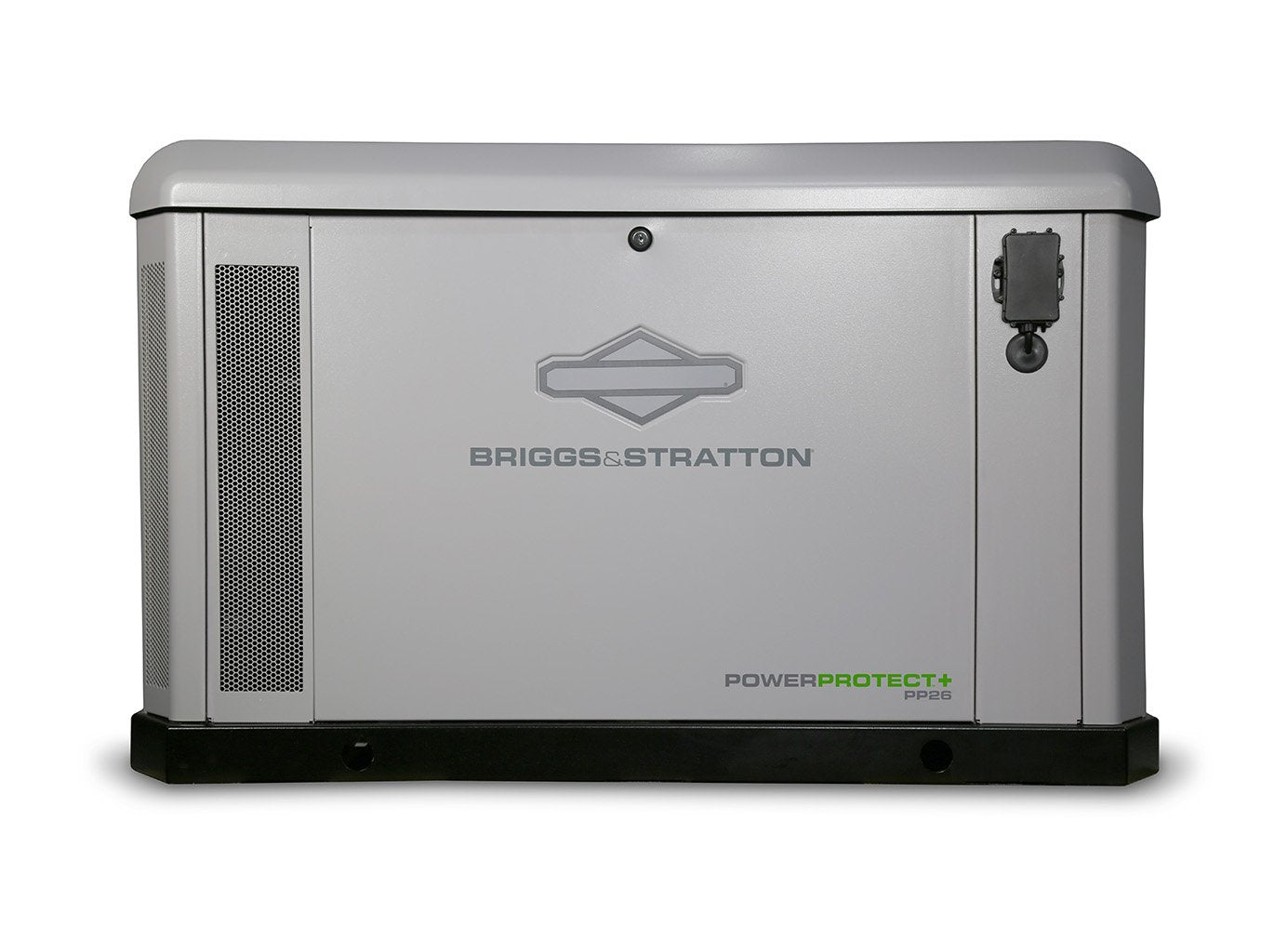 Briggs & Stratton PowerProtect+ 26kW Standby Generator with 200A Symphony Choice Transfer Switch - front view