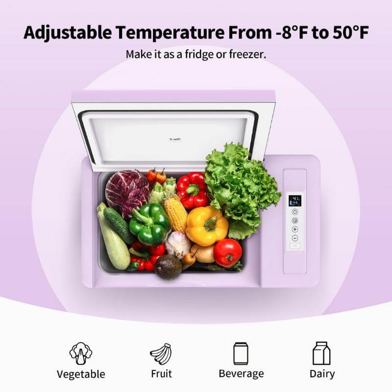 BougeRV 12V 23 Quart Colorful Purple Portable Fridge Adjustable Temperature