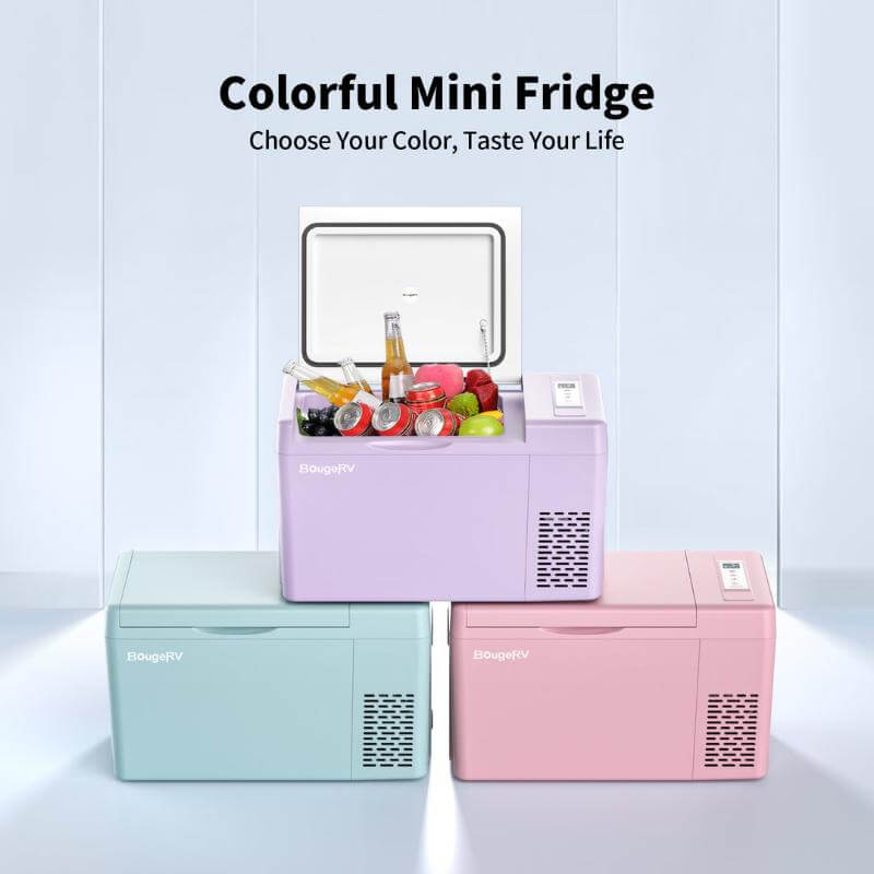 BougeRV 12V 23 Quart Pink Portable Fridge Colorful Mini Fridge